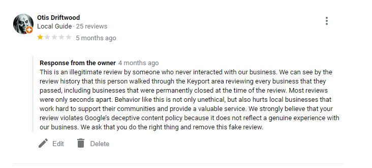 How to delete a google review